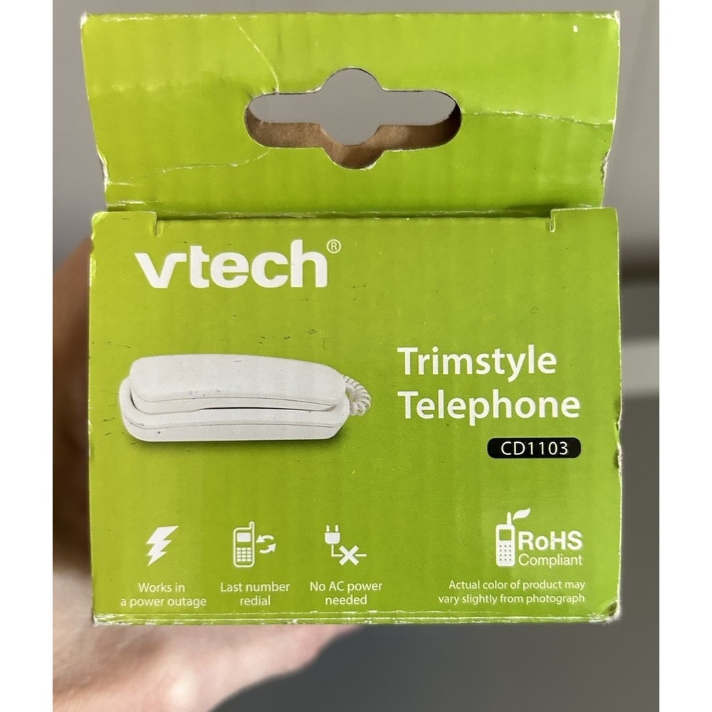 VTech Trimstyle Telephone CD1103 Corded White Redial - Picture 2 of 3